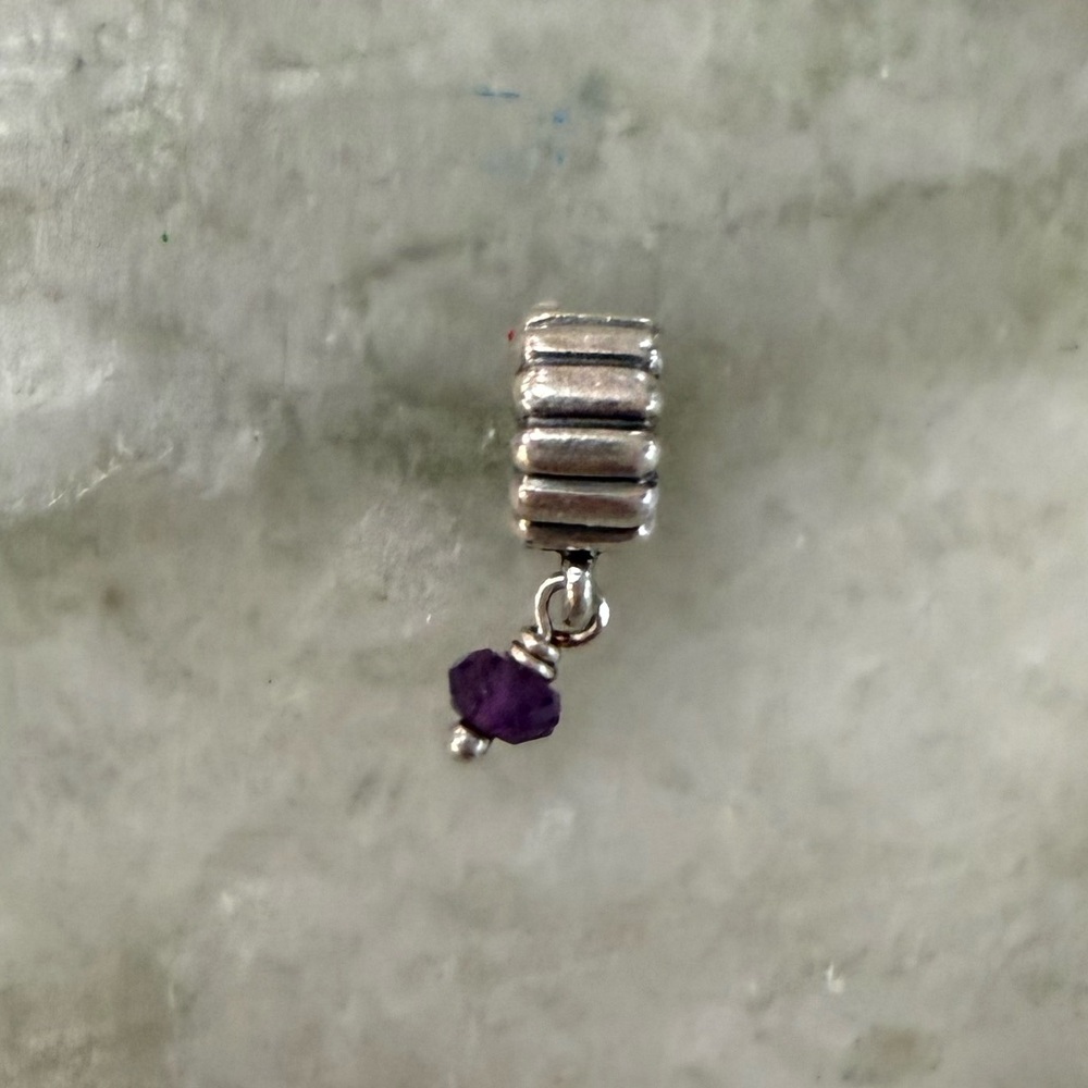 Pandora Bead with Amethyst Dangle